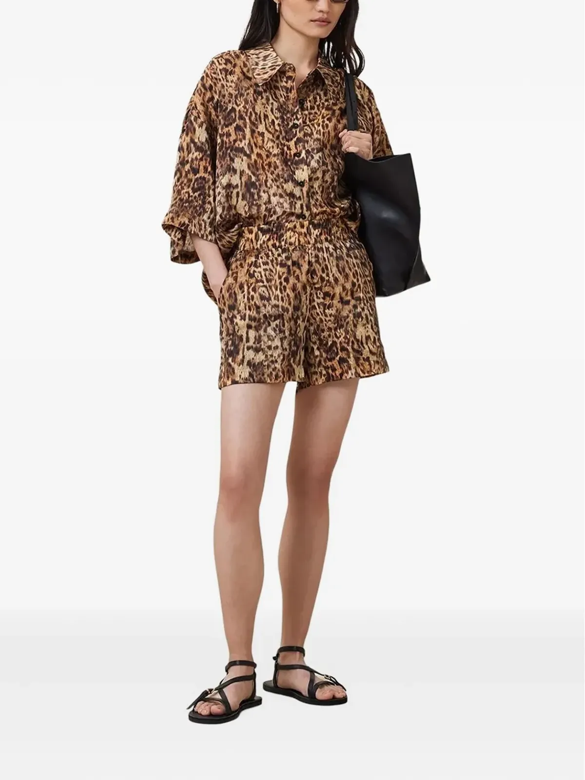 AllSaints Charli レオパード柄エラスティックウエストショーツ - ブラウン - 画像2