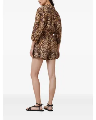 AllSaints Charli レオパード柄エラスティックウエストショーツ - ブラウン - サムネイル3