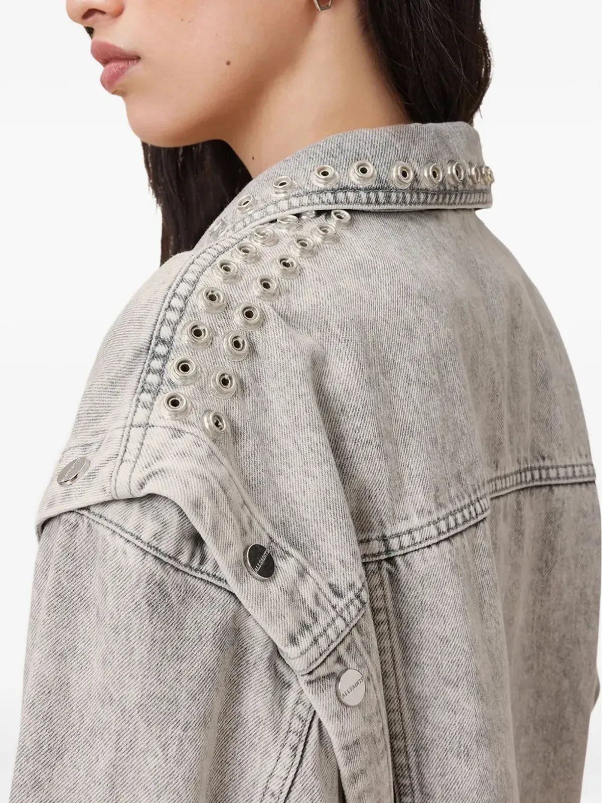 AllSaints アイレット装飾デニムジャケット - 画像4