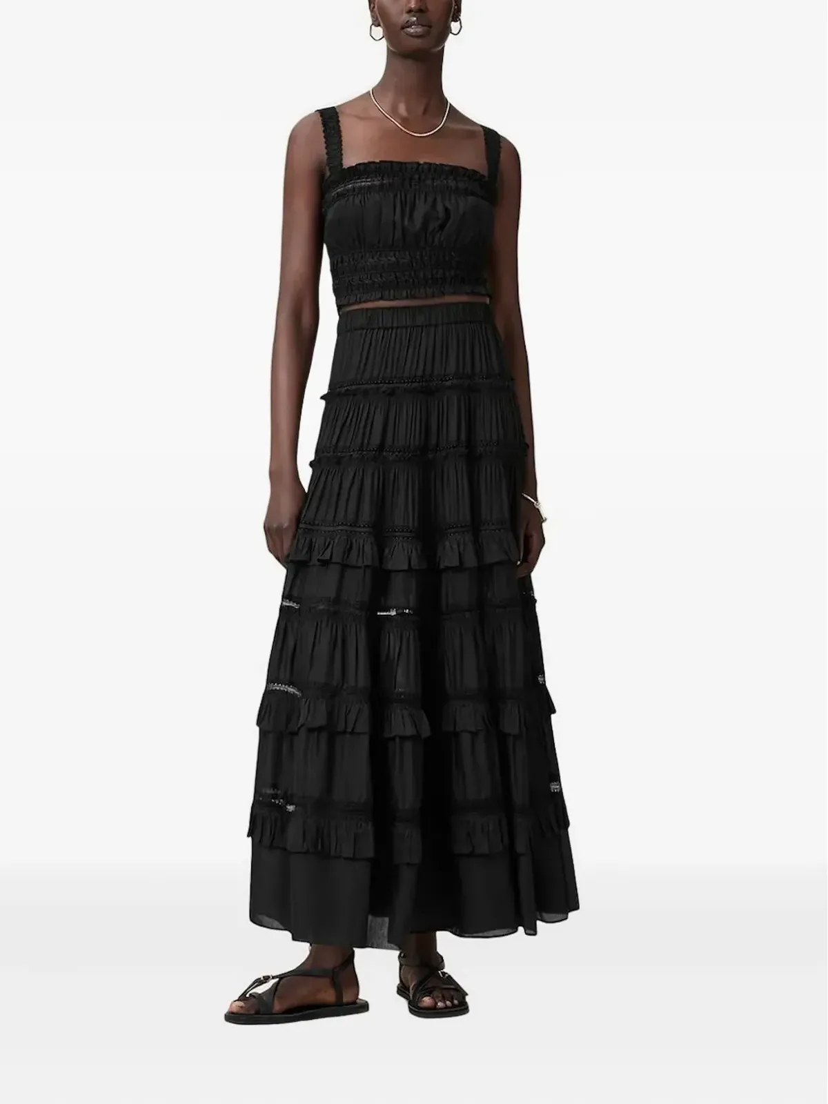 AllSaints レーストリム付きシャーリングトップ - 画像2