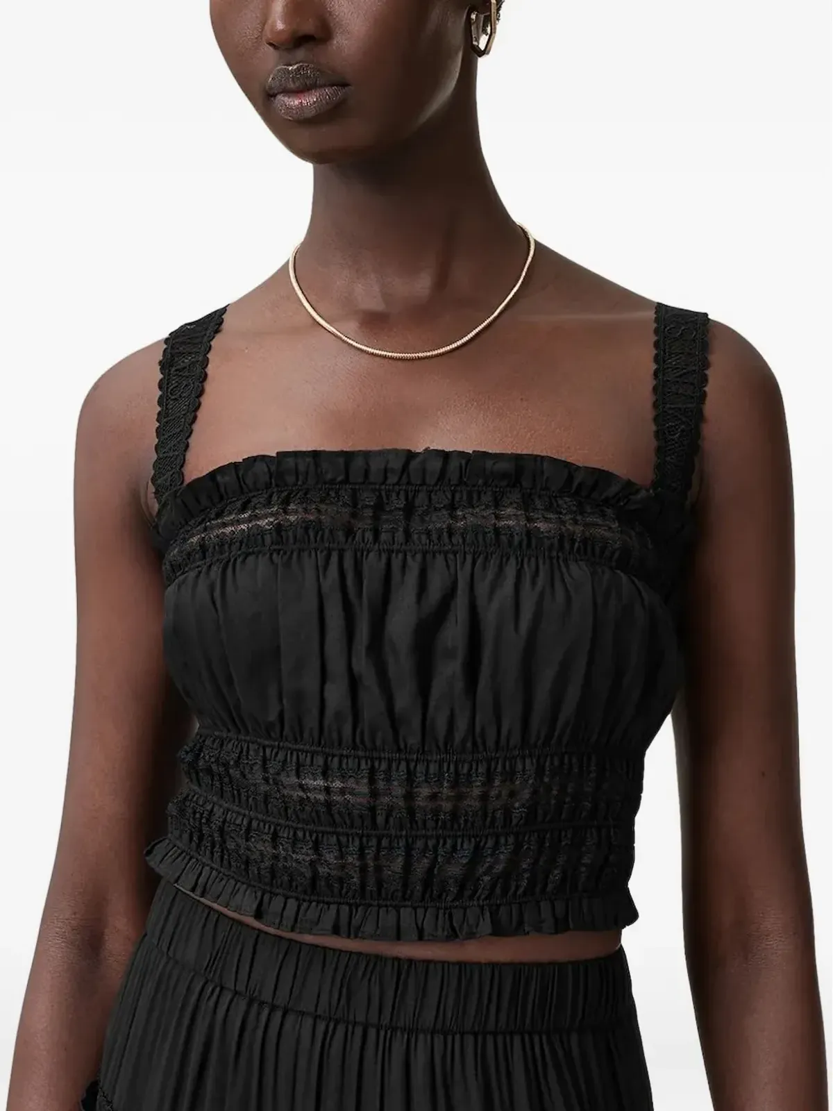 AllSaints レーストリム付きシャーリングトップ - 画像4