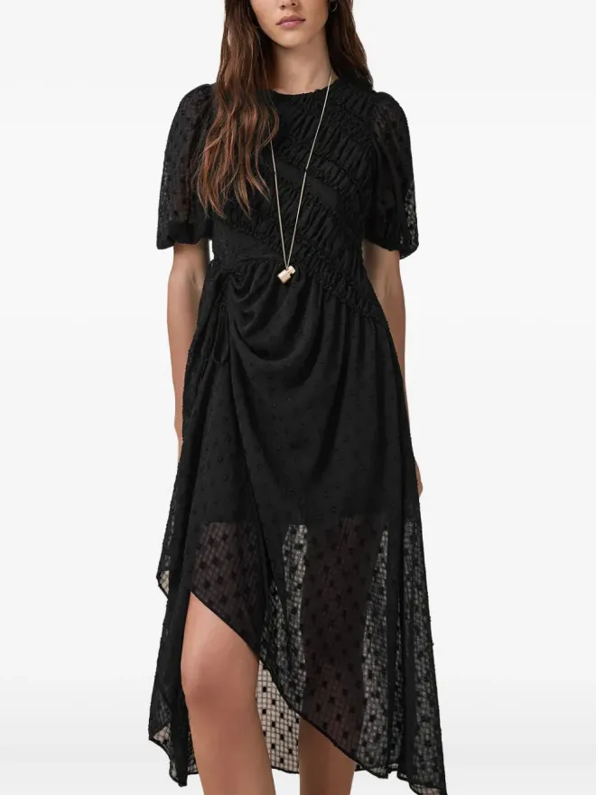 ALLSAINTS AllSaints Serene パフスリーブ テクスチャード ミディドレスの商品画像