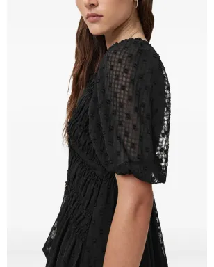 AllSaints Serene パフスリーブ テクスチャード ミディドレス - サムネイル4