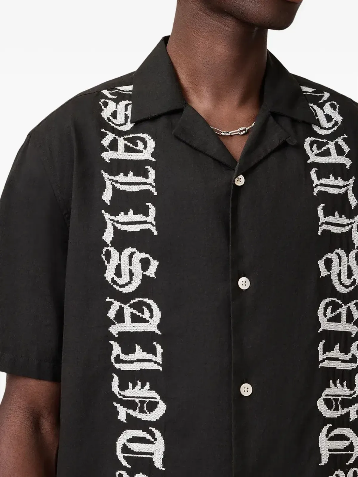 AllSaints スクリプト刺繍半袖シャツ - 画像4
