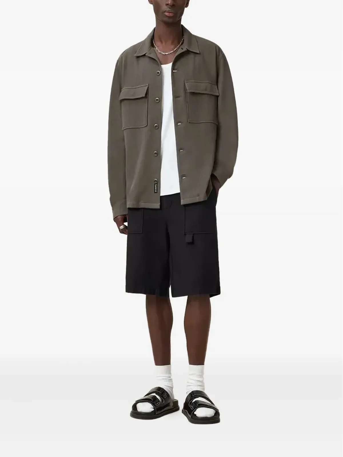 AllSaints Talbot ボタン留めカーゴショーツ ブラック - 画像2