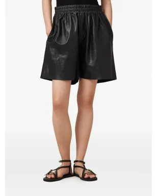 AllSaints Arla Lea エラスティックウエスト レザーショーツ - ブラック - サムネイル1
