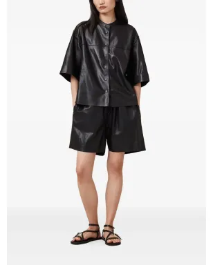 AllSaints Arla Lea エラスティックウエスト レザーショーツ - ブラック - サムネイル2