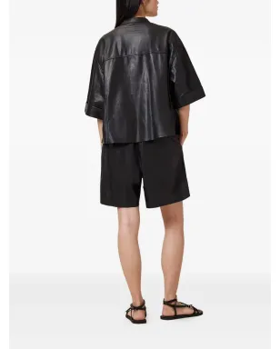 AllSaints Arla Lea エラスティックウエスト レザーショーツ - ブラック - サムネイル3