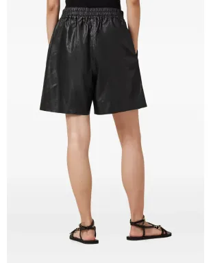 AllSaints Arla Lea エラスティックウエスト レザーショーツ - ブラック - サムネイル4