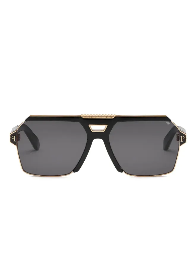 Philipp Plein Eyewear Philipp Plein Eyewear ジオメトリック・パイロット サングラス - ブラックの商品画像