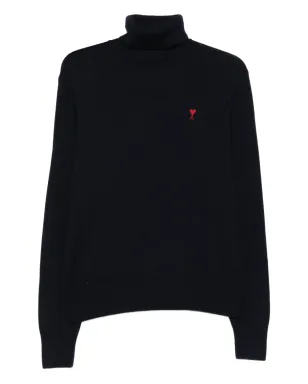 AMI Paris de Coeur monogram heart-embroidered turtleneck sweater - サムネイル1