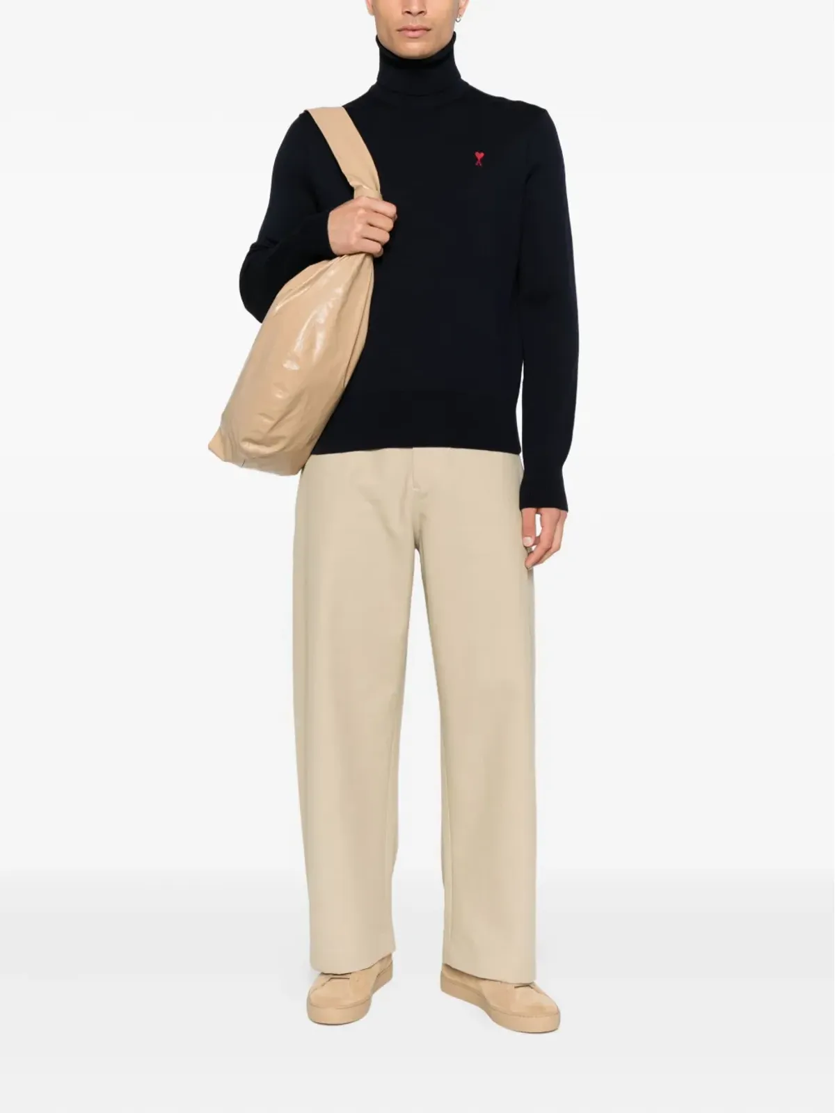 AMI Paris de Coeur monogram heart-embroidered turtleneck sweater - 画像2