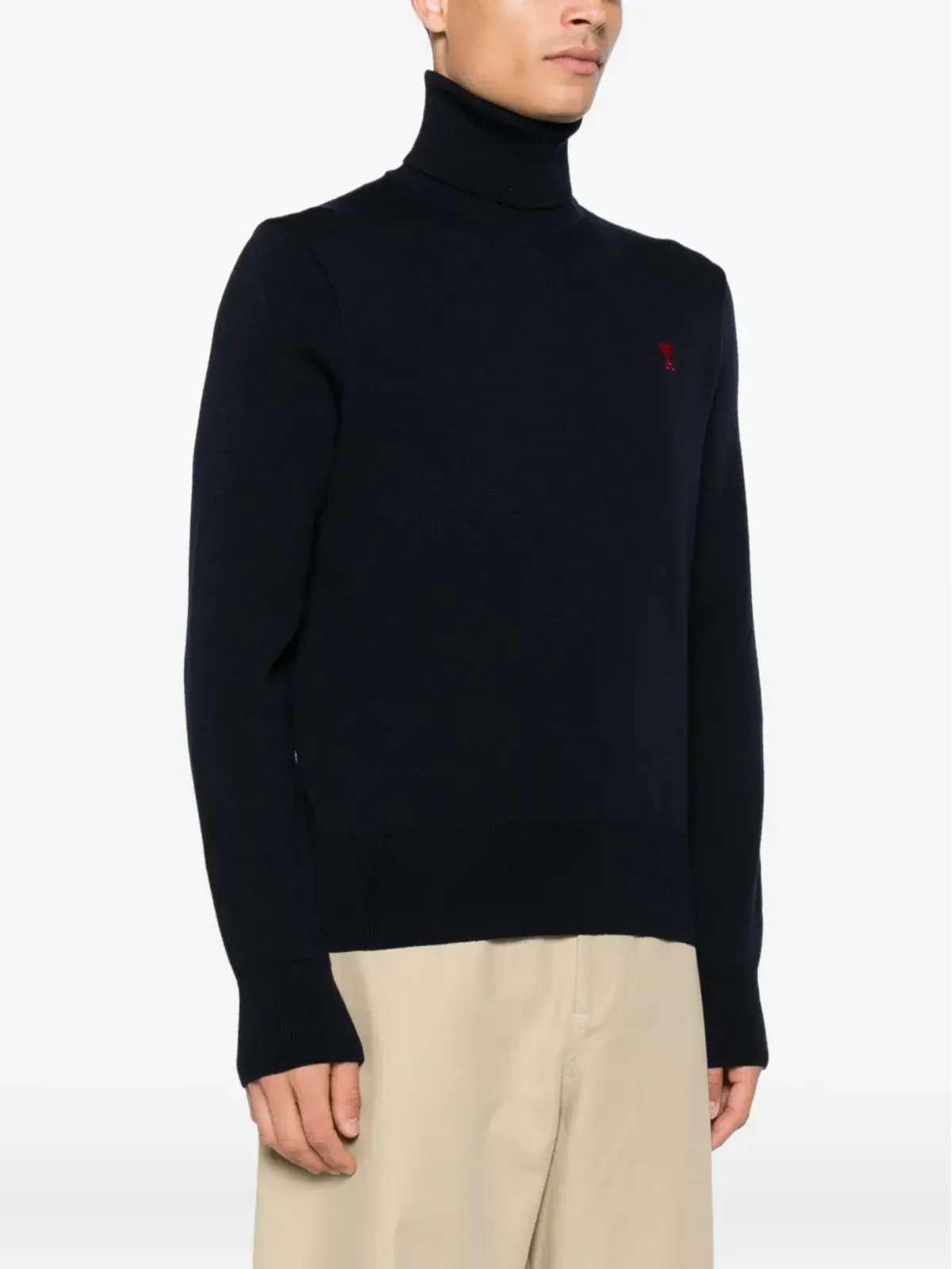 AMI Paris de Coeur monogram heart-embroidered turtleneck sweater - 画像3