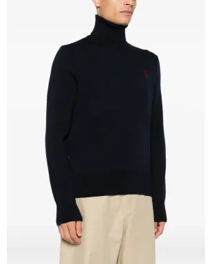 AMI Paris de Coeur monogram heart-embroidered turtleneck sweater - サムネイル3