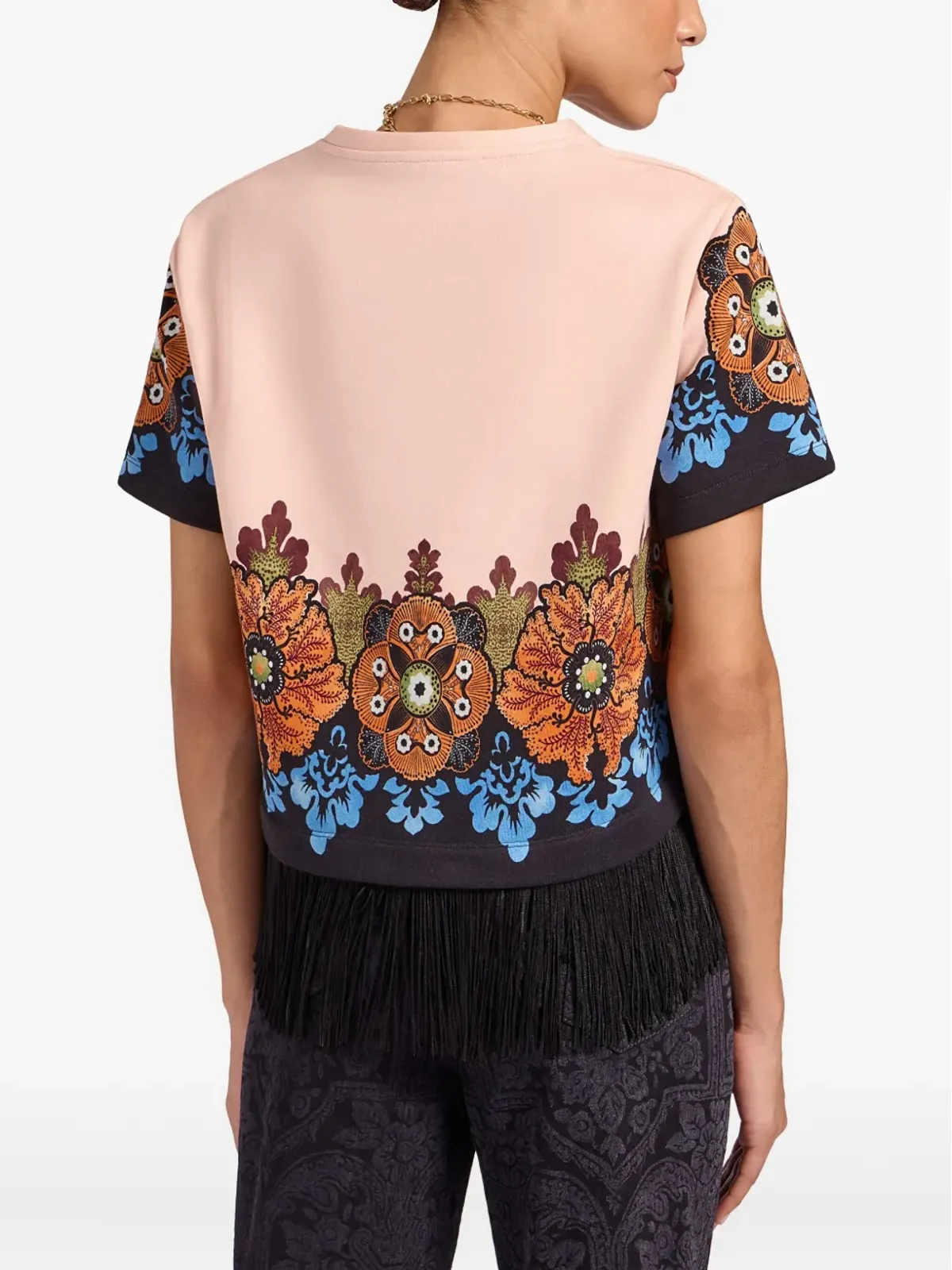 La DoubleJ floral-print fringe t-shirt - Pink - 画像3