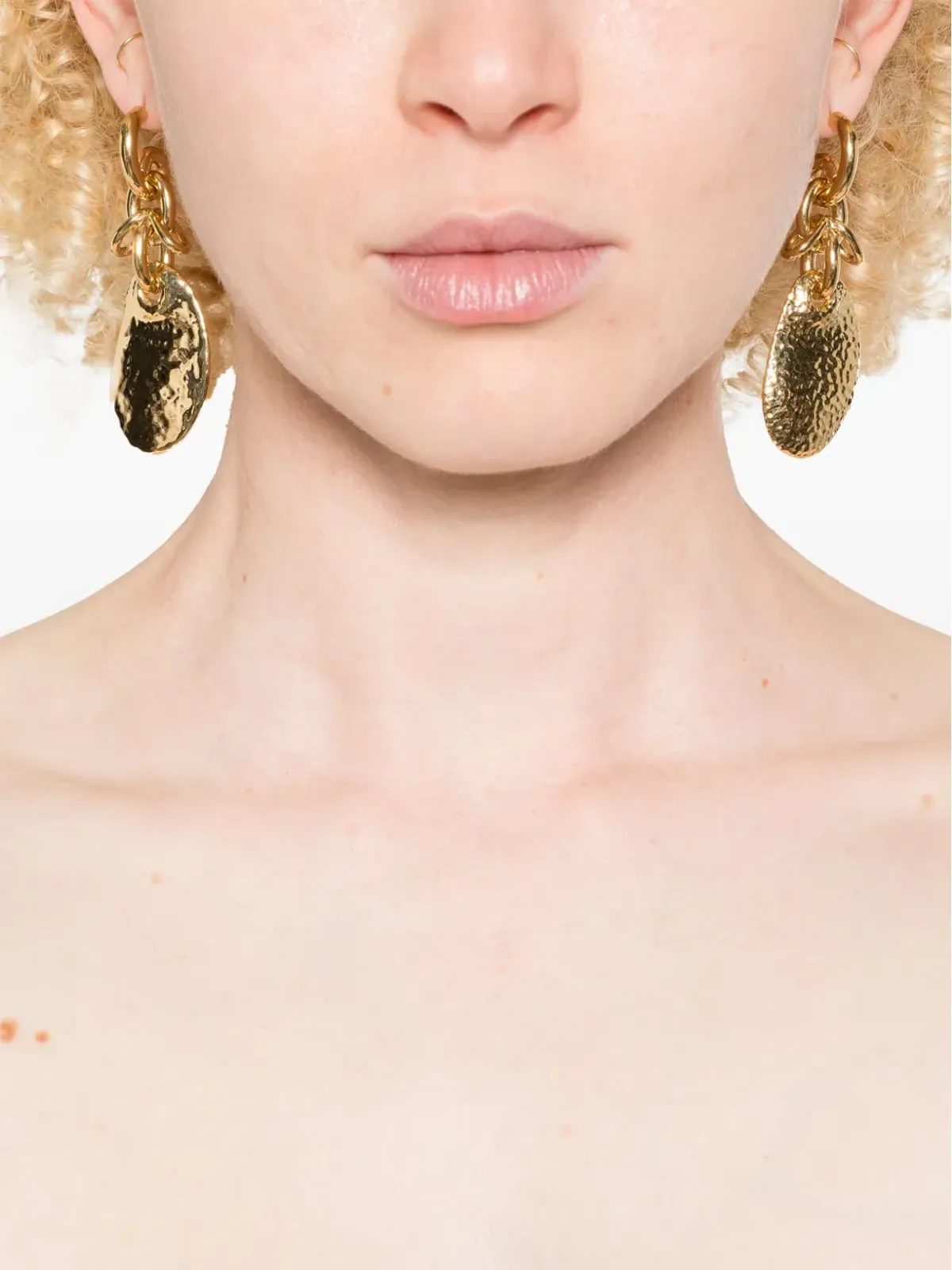 Chloé ハンマードディスクチェーン ピアス - 画像2