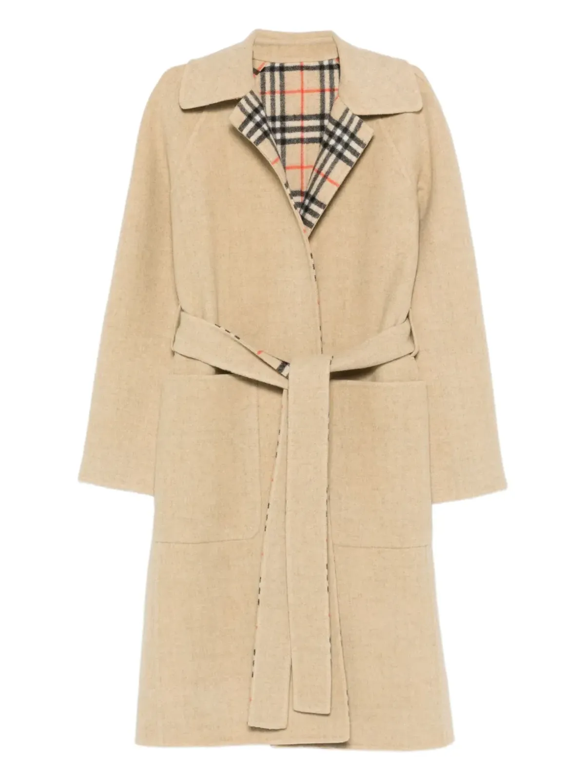 Burberry チェック柄裏地のベルト付きコート - 画像1