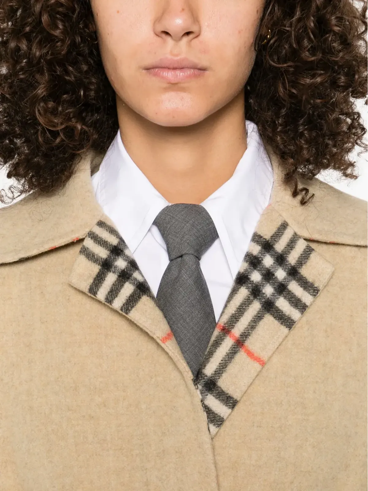 Burberry チェック柄裏地のベルト付きコート - 画像5