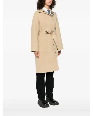 Burberry チェック柄裏地のベルト付きコート - サムネイル3