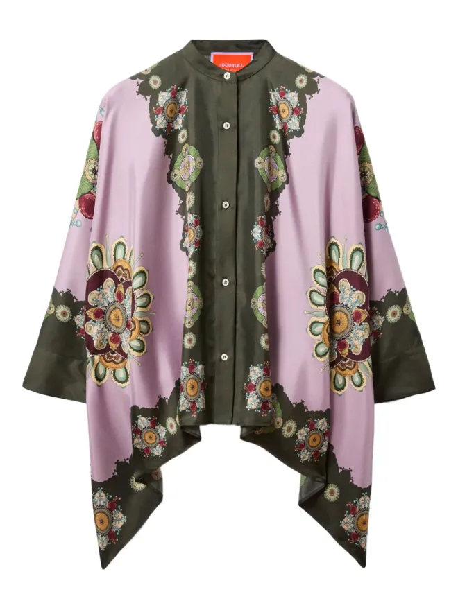 La DoubleJ La DoubleJ Placée-print silk shirt - Pinkの商品画像
