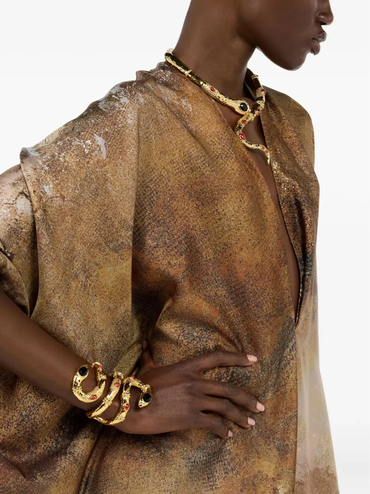 Roberto Cavalli マーブルプリント シルク カフタン - 画像5