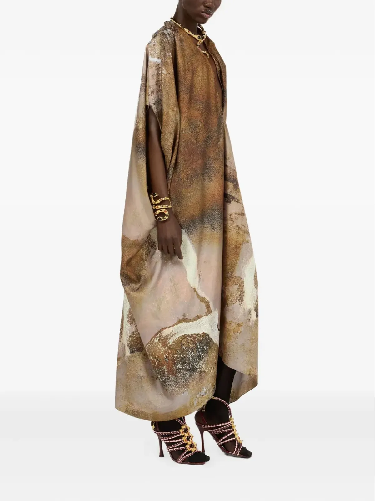 Roberto Cavalli マーブルプリント シルク カフタン - 画像3