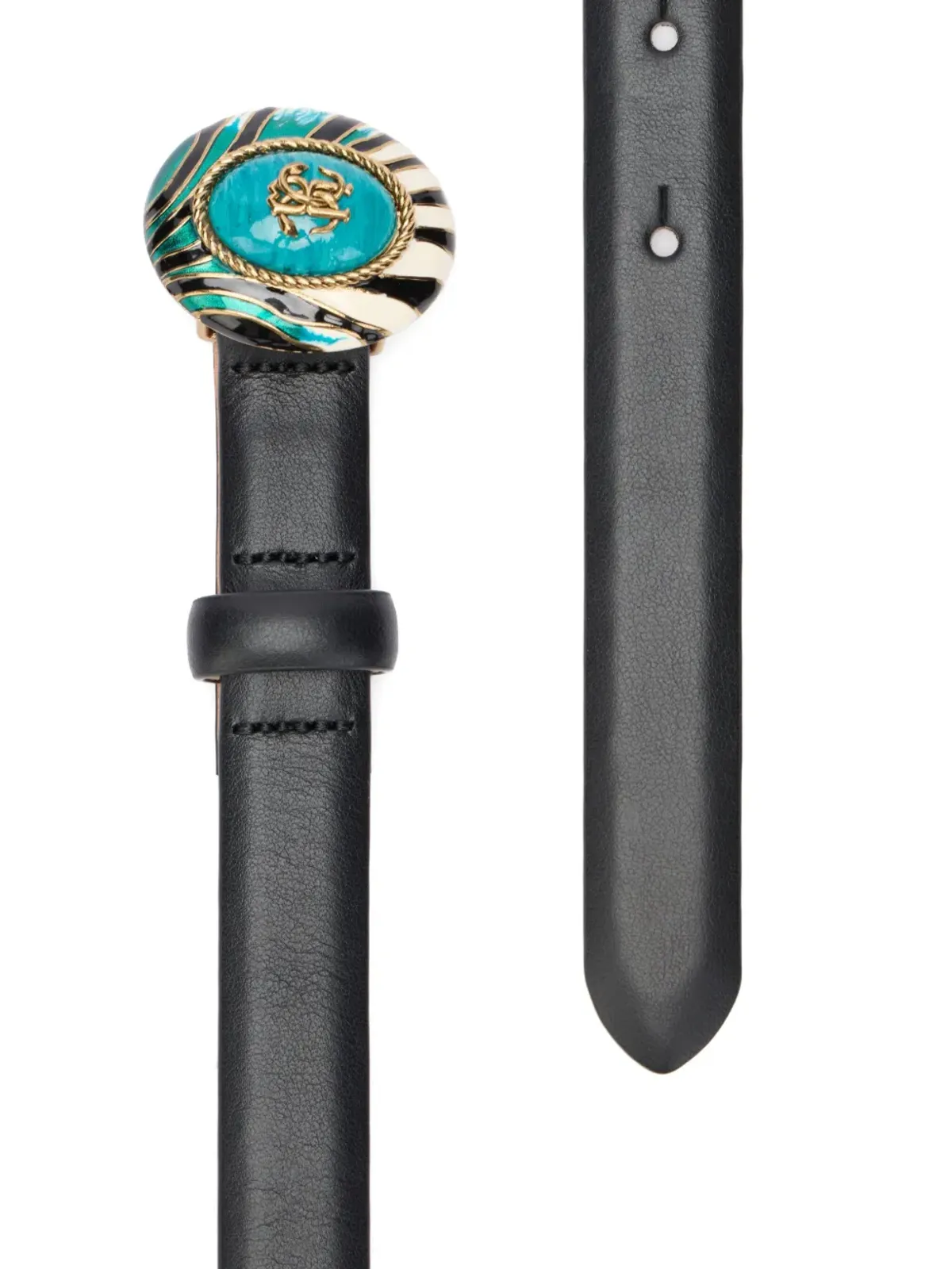 Roberto Cavalli レザー ゼブラ柄 バックル付きベルト - 画像3