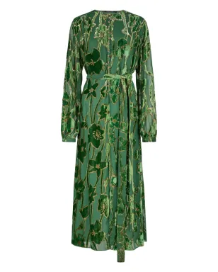 Roberto Cavalli velvet floral-print midi dress - Green - サムネイル1