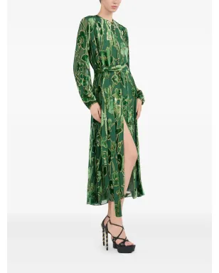 Roberto Cavalli velvet floral-print midi dress - Green - サムネイル3