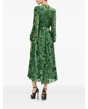 Roberto Cavalli velvet floral-print midi dress - Green - サムネイル4