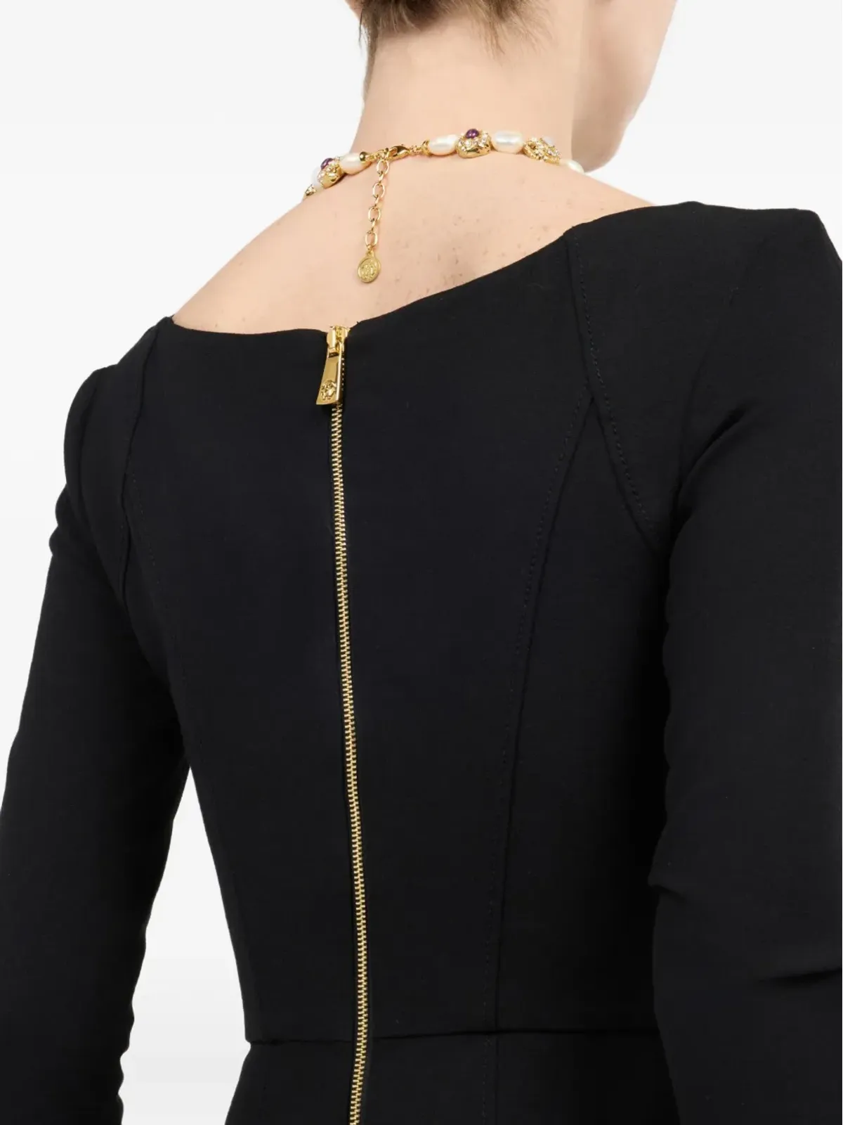 Roberto Cavalli ロングスリーブスリットドレス（ブラック） - 画像5