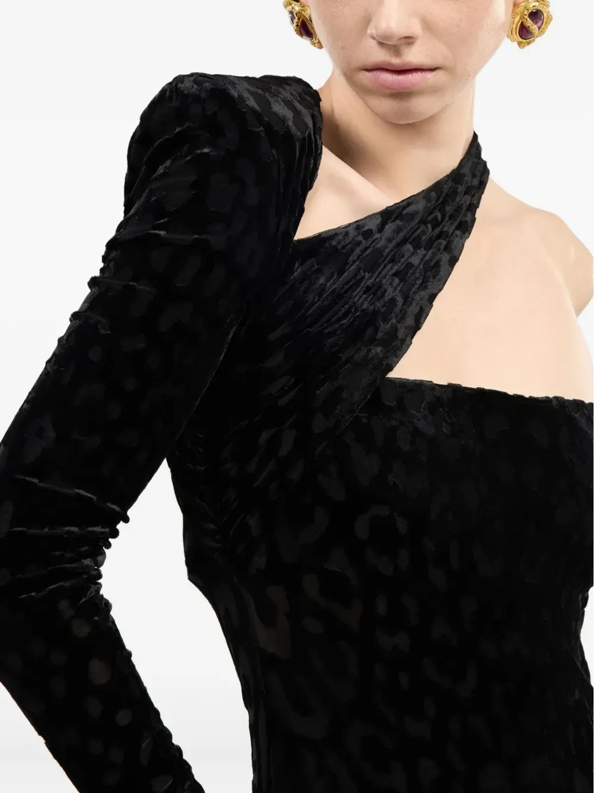 Roberto Cavalli アシンメトリックベルベットドレス - 画像5