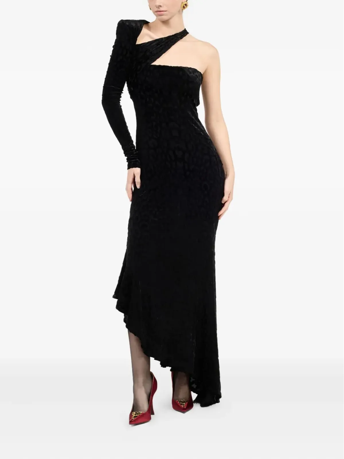 Roberto Cavalli アシンメトリックベルベットドレス - 画像2