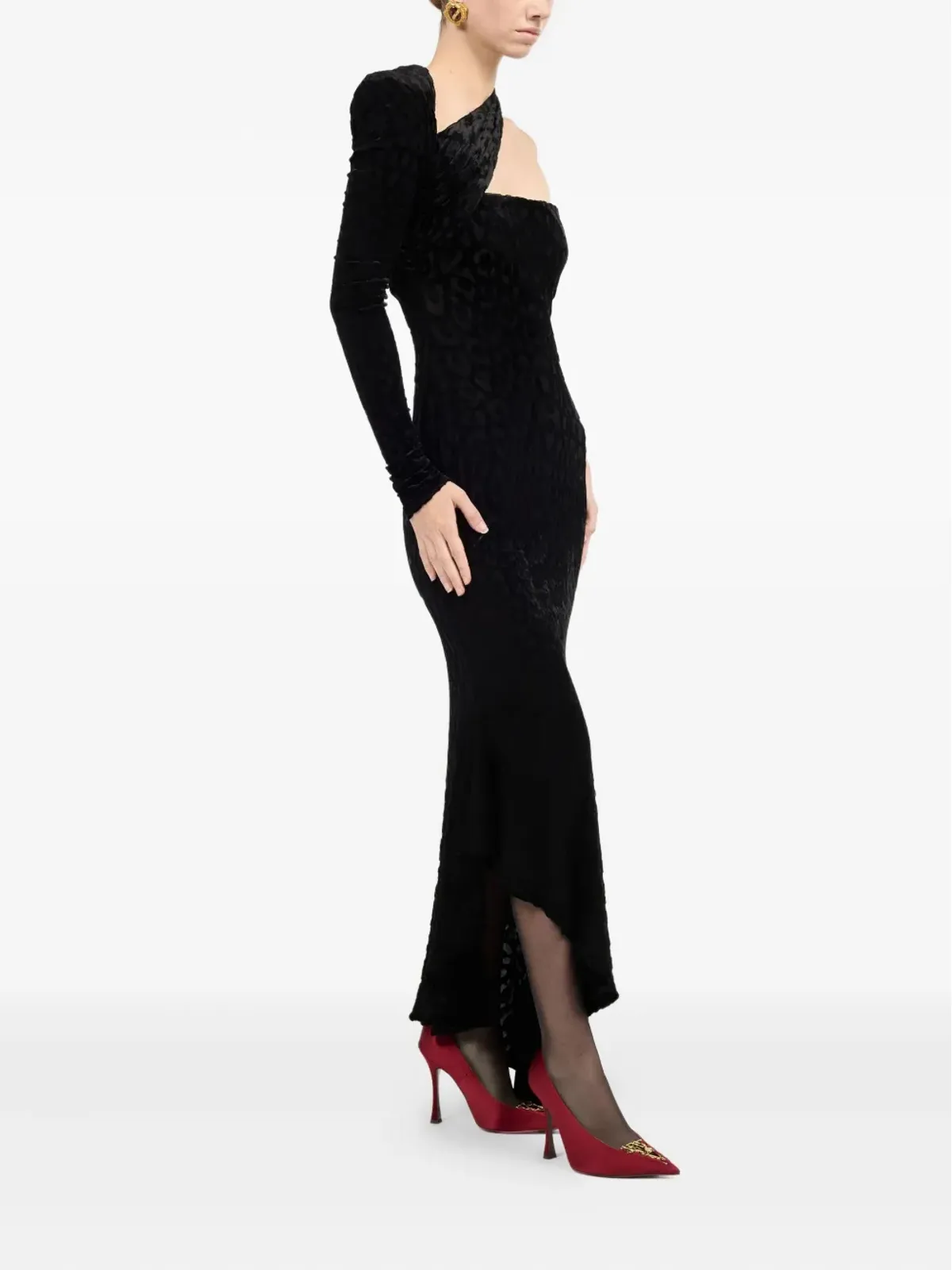 Roberto Cavalli アシンメトリックベルベットドレス - 画像3