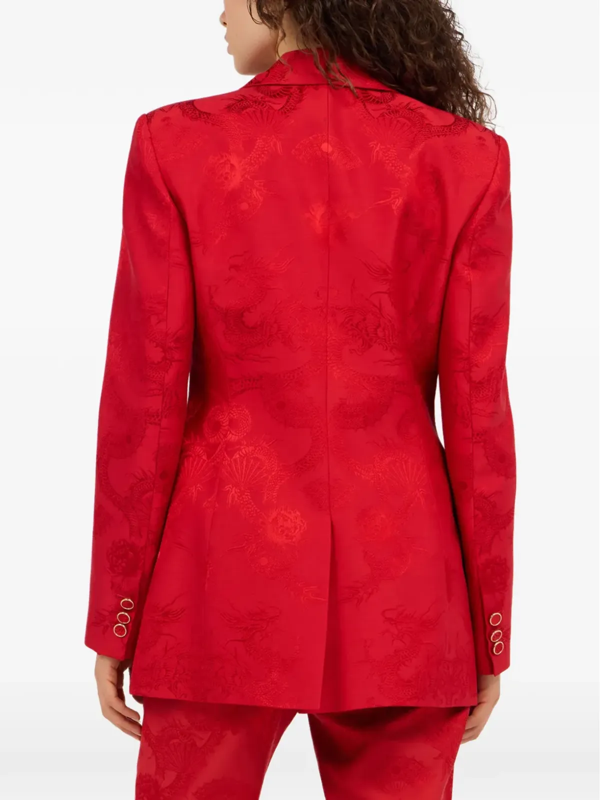 Roberto Cavalli ドラゴン柄ボタン留めブレザー - レッド - 画像4