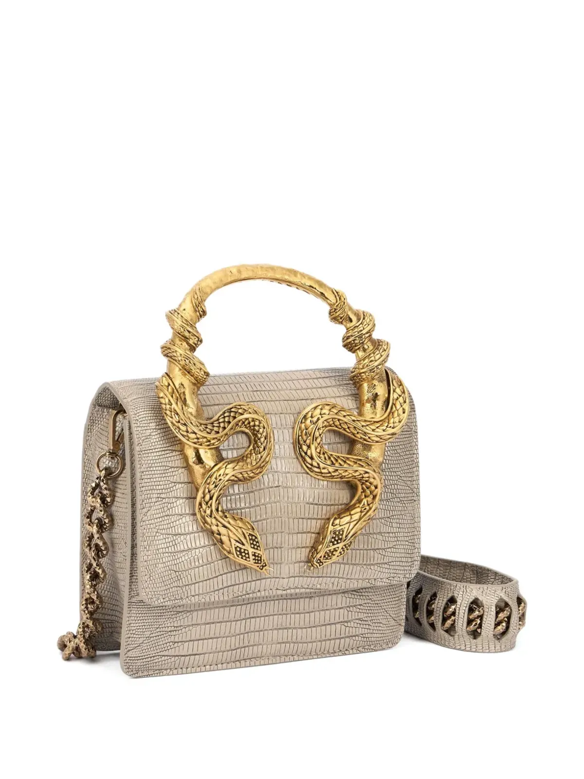 Roberto Cavalli ヘビ革装飾ショルダーバッグ - 画像1