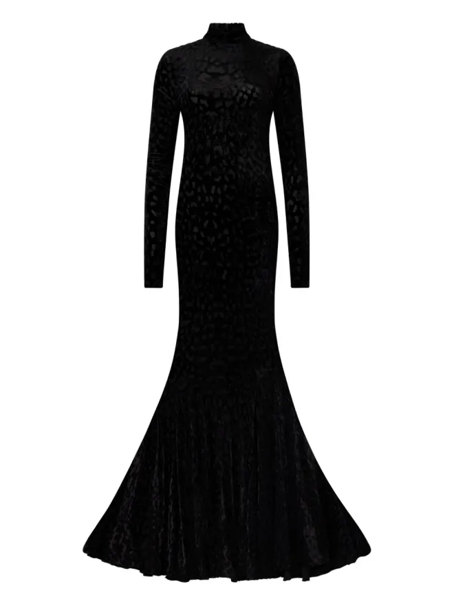 Roberto Cavalli Roberto Cavalli ジャガー柄モックネックのマキシドレスの商品画像