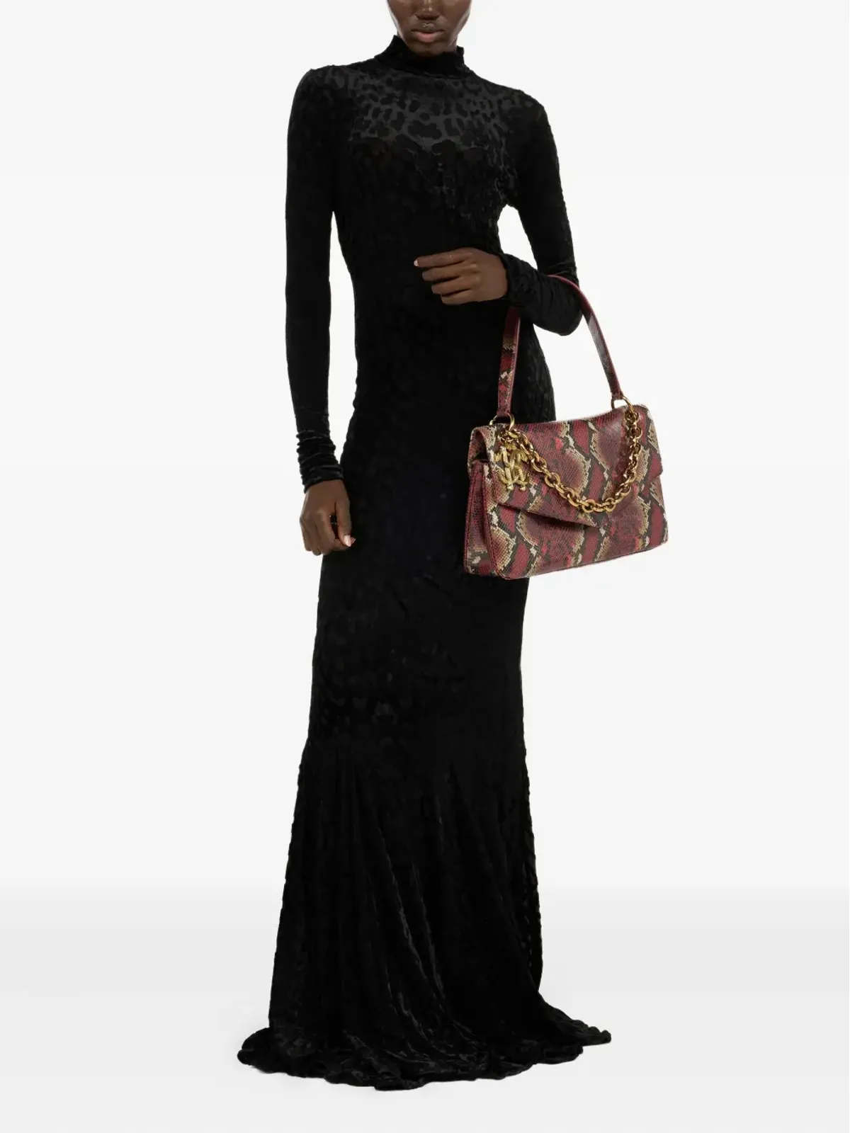 Roberto Cavalli ジャガー柄モックネックのマキシドレス - 画像2