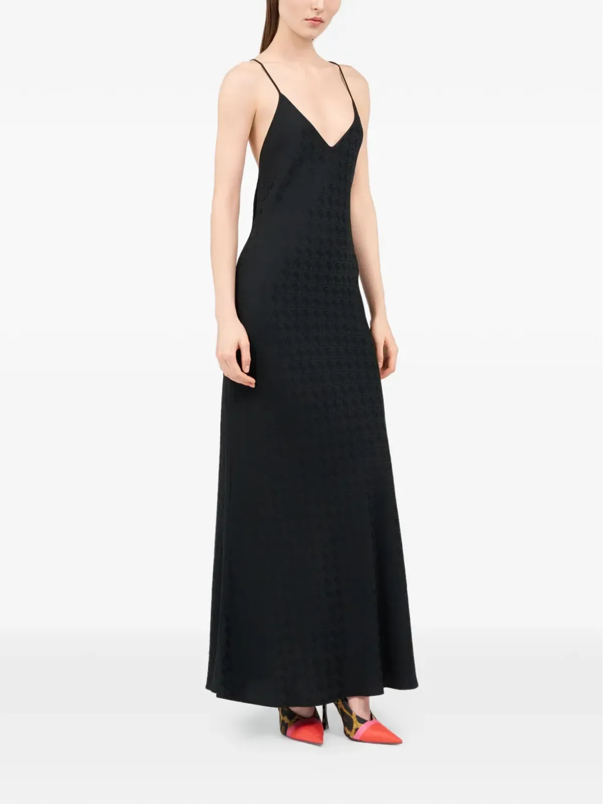 Roberto Cavalli Vネック マキシドレス - 画像3