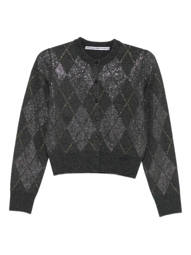Alexander Wang Alexander Wang クリスタル装飾のアーガイルカーディガンの商品画像