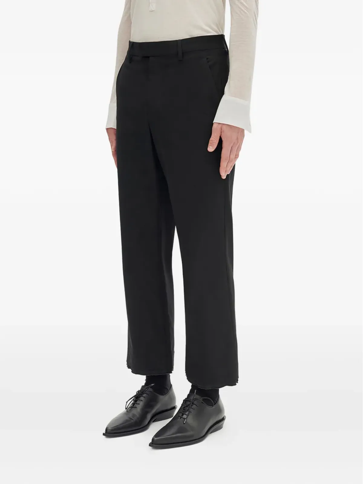 Ann Demeulemeester Ysten クロップドパンツ - ブラック - 画像3