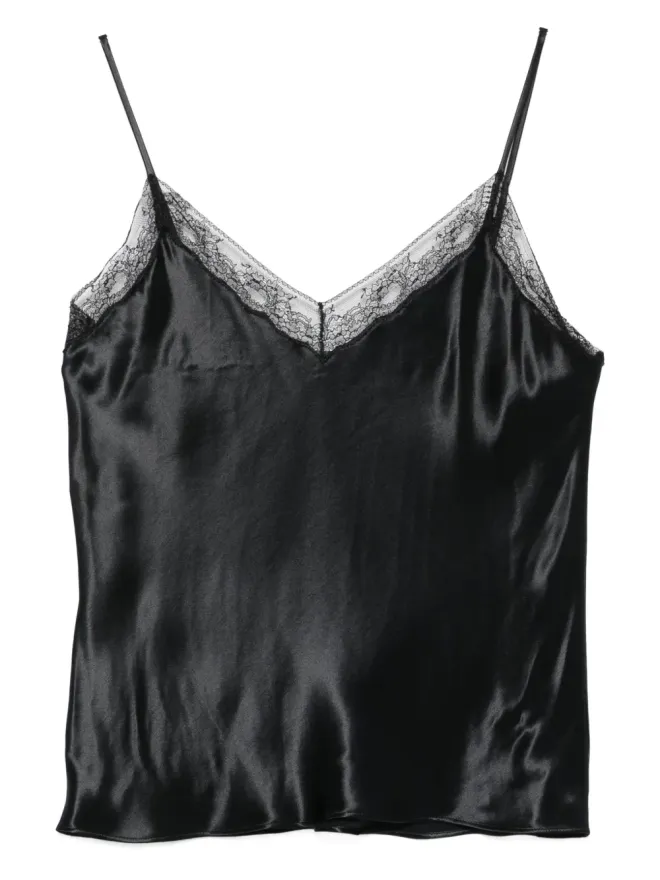 Alberta Ferretti Alberta Ferretti レーストリム入りサテントップ ブラックの商品画像