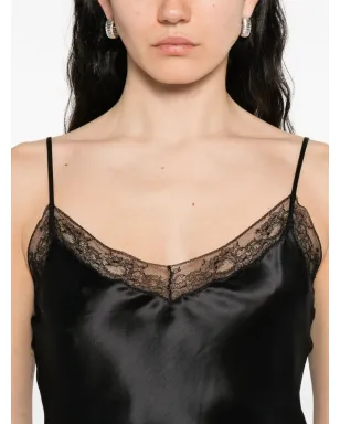 Alberta Ferretti レーストリム入りサテントップ ブラック - サムネイル5