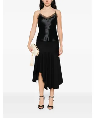 Alberta Ferretti レーストリム入りサテントップ ブラック - サムネイル2