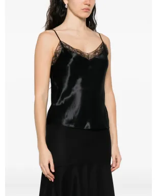 Alberta Ferretti レーストリム入りサテントップ ブラック - サムネイル3