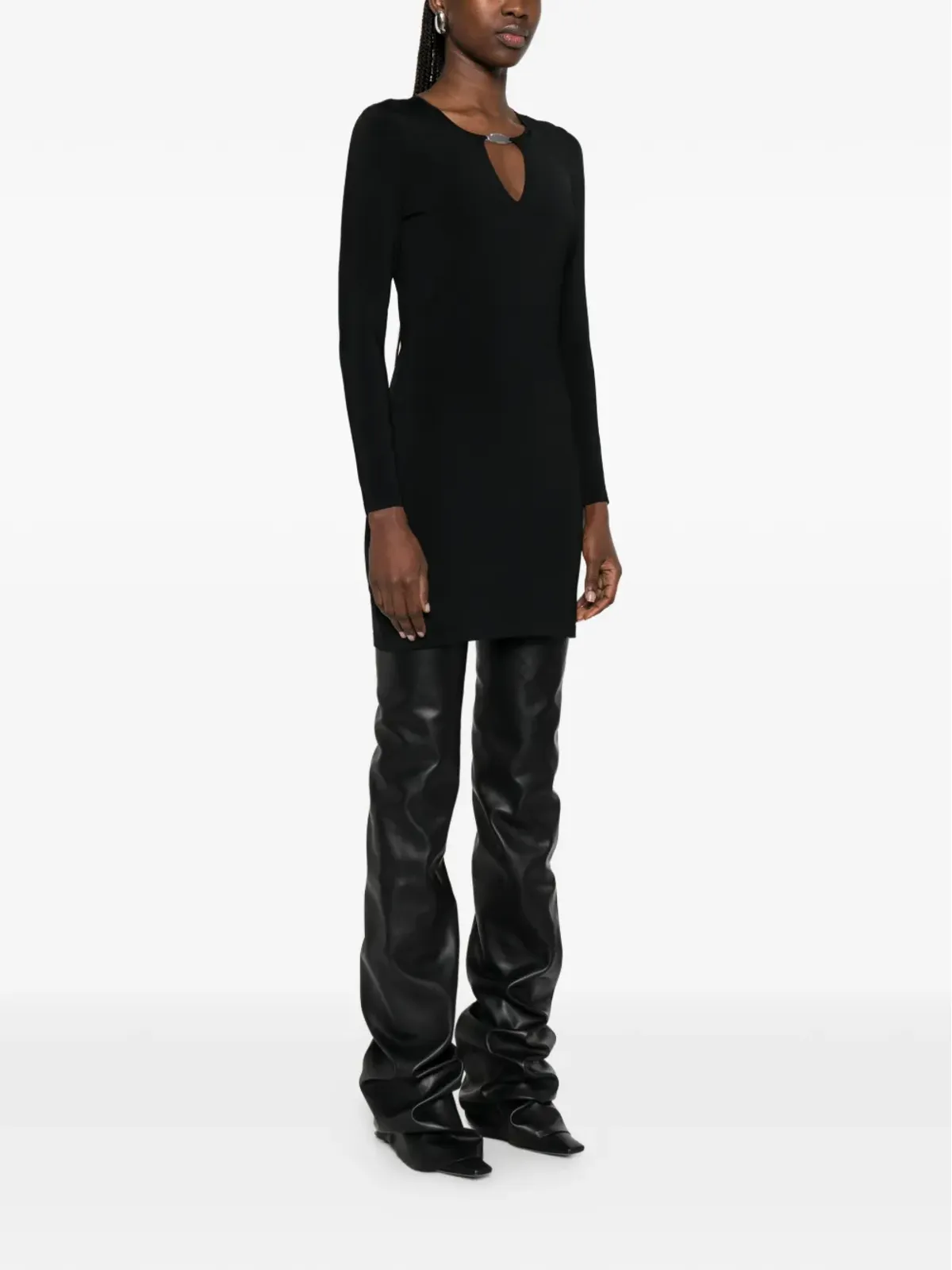 Alexander Wang メタルロゴ Vネック ミニドレス - 画像3