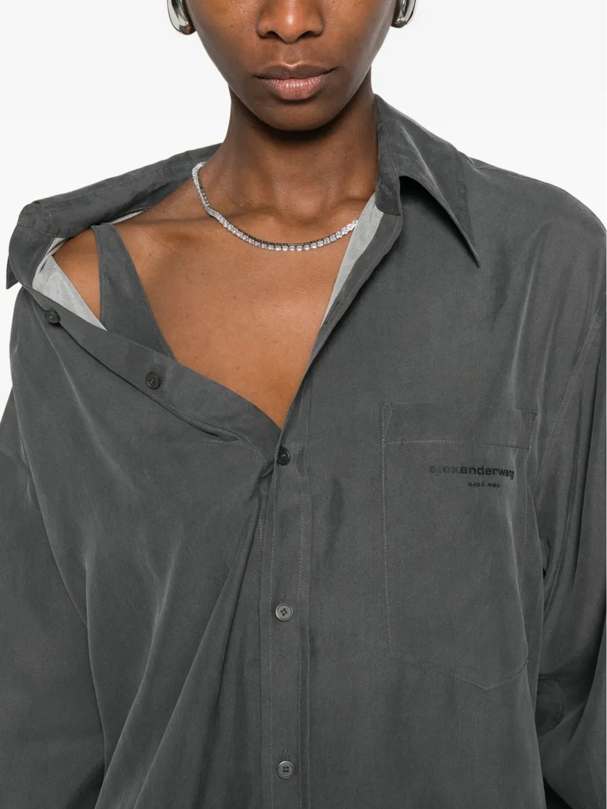 Alexander Wang オフショルシャツミニドレス - 画像5