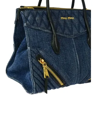 Miu Miu Pre-Owned デニム バイカーハンドバッグ ブルー - サムネイル4