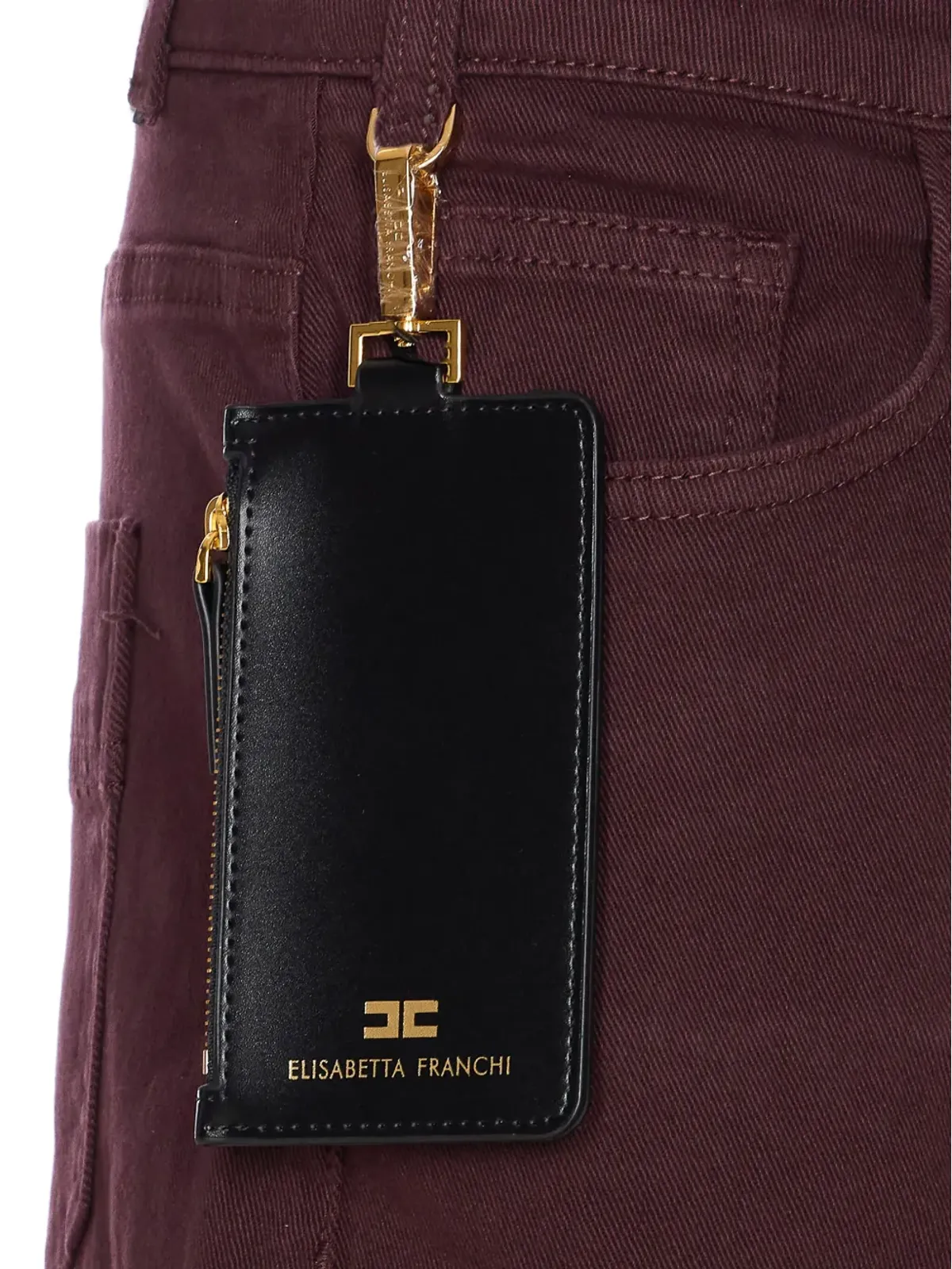 Elisabetta Franchi ロゴプレートカードホルダー付きジーンズ - 画像4