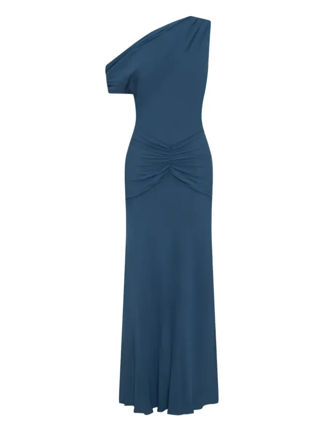 NICHOLAS Nicholas Elza one-shoulder draped midi dress - Blueの商品画像